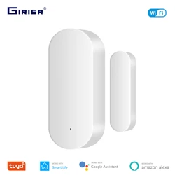 GIRIER-Sensor de puerta/ventana con Wifi, Detector de Puerta CERRADA inteligente, alerta de notificación por aplicación, Compatible con Alexa y Google Home