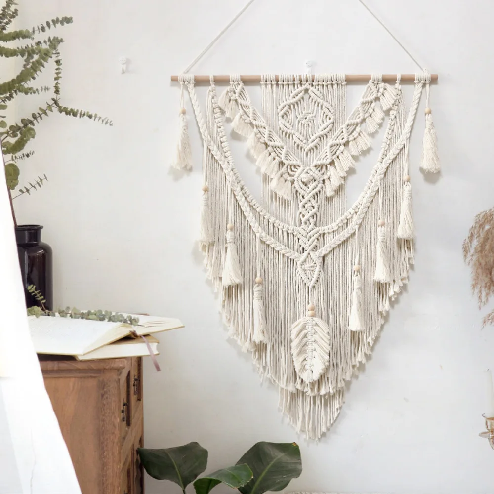 Hot Macrame Tapestry Wall Hanging Bohemian Chic Art Handicrafts Woven Tapestry With Tassels Boho Home Bedroom Wall Decoration