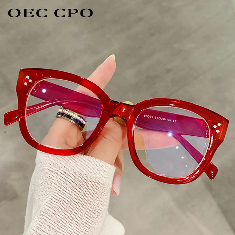 OEC CPO-Lunettes carrées optiques unisexes pour femmes et hommes, montures rétro pour contrevenants, verres transparents, lunettes pour dames, mode