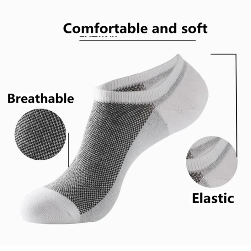 5 Pairs Mens Boat Cotton No Show Socks Coton Ankle Socks Man Invisivel Boat Thin Cheapest Big Sock for Men Plus Size 44 - 48