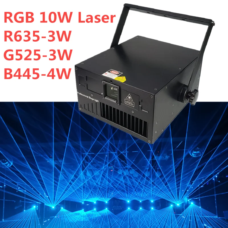 

Звуковой автоматический Master Slave DMX512 52CH SD карта ILDA высокой мощности 10 Вт RGB диско-лазер сцсветильник