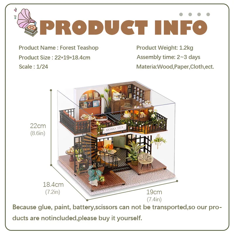 Cutebee Diy Dollhouse Miniature Furniture Doll House Building Kit with Lights Dust Cover  Model Toys for Children Birthday Gift