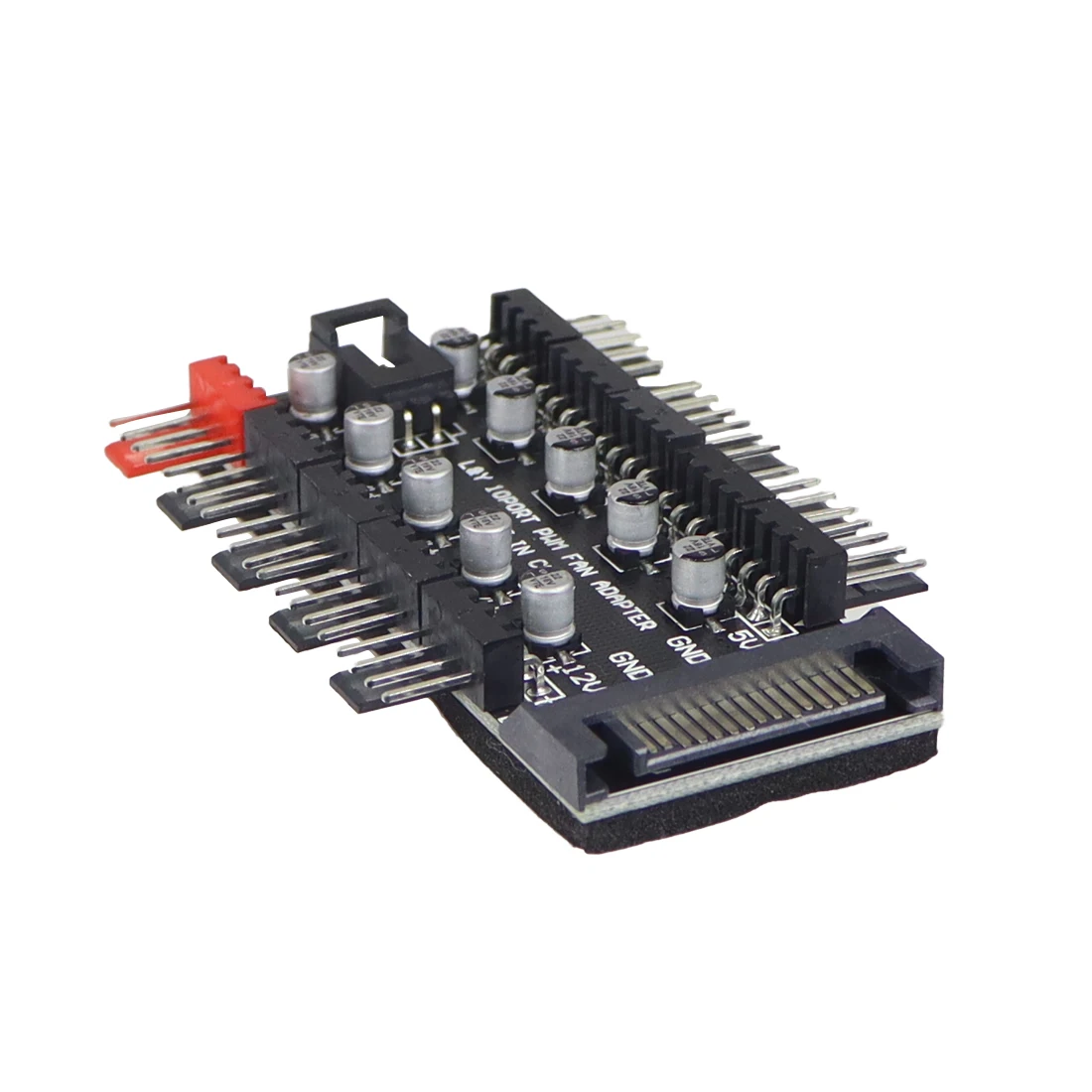 PWM Fan Hub 1 to 10 Sata Molex Cooler Cooling 4Pin Fan Splitter Cable 12V Fan Speed Controller Adapter with LED For Miner Mining