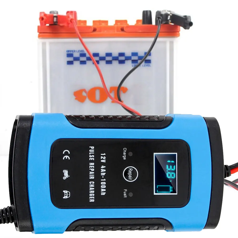 Universal 6A 12V Pulse Chargers Repair Type  Lead Acid Storage Chargers Battery Auto Intelligent Smart Motorcycle Car Battery