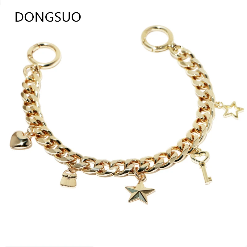 

Designer charm strap star key Decoration silver gold metal chain handbag bag purse replacement Accessories Hardware high quality