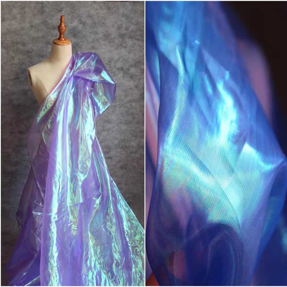 

Fluorescent Organza Tulle Fabric Blue Violet DIY Patchwork Background Decor Scarf Summer Skirt Wedding Dress Designer Fabric