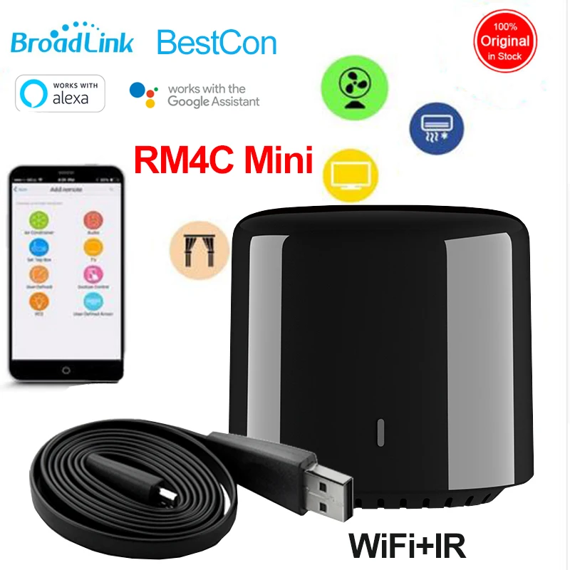 Broadlink RM4 PRO BestCon RM4C Mini Smart Home Wifi IR RF Remote Control Universal Remote HTS2 Temperature and Humidity Sensor