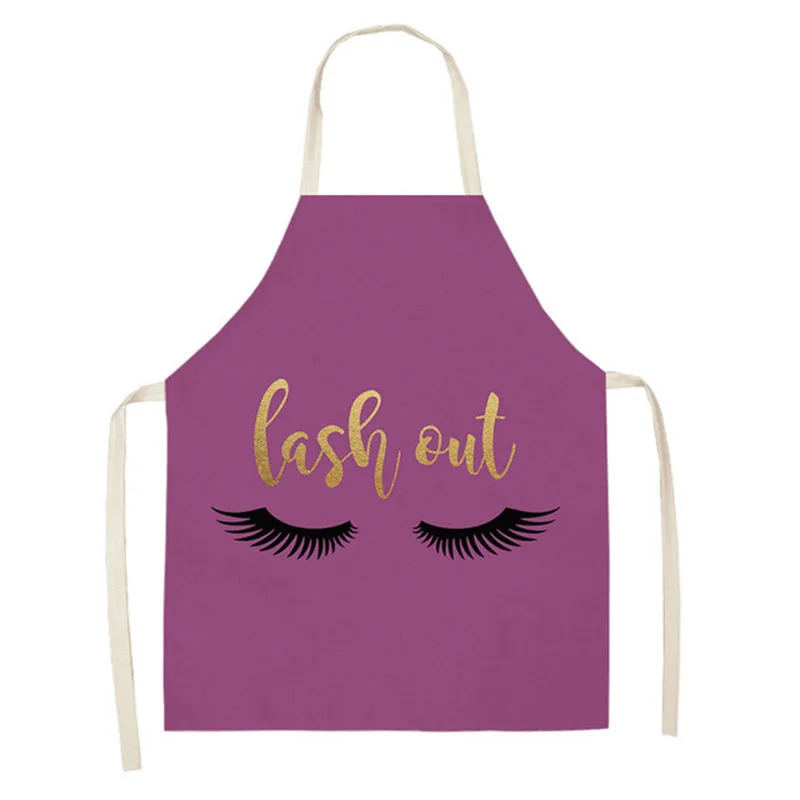 Eye Lashes Printed Kitchen Apron Kids Men Women Chef Cooking Aprons Cotton Linen Waist Apron Cleaning Delantal Limpieza Hogar