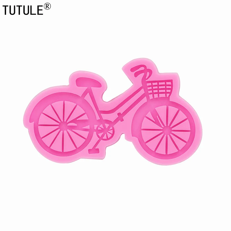 Shiny mirror bicycle keychain mold DIY jewelry pendant epoxy silicone mold aromatherapy plaster pendant decoration mold