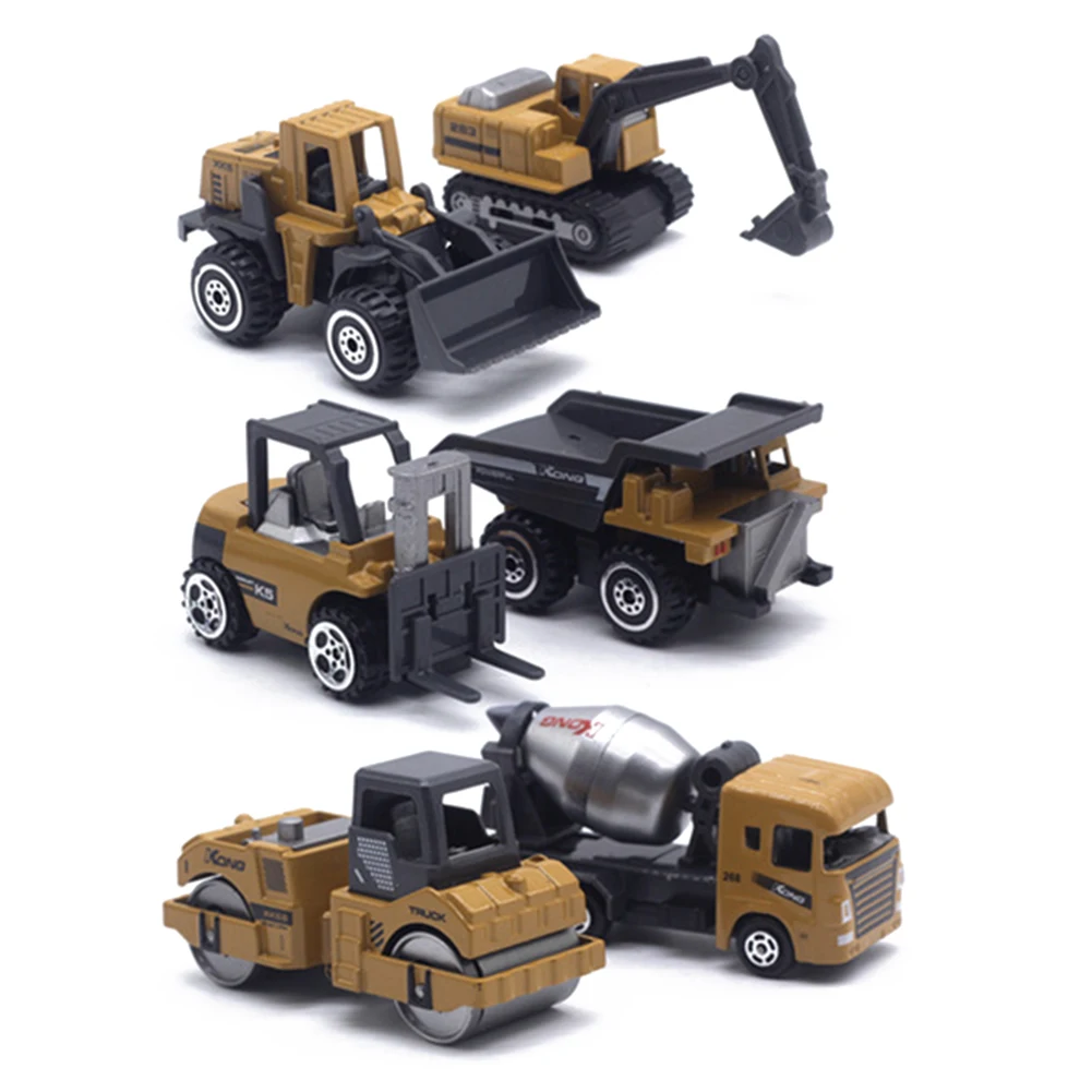 4PCS 1/64 Diecast Alloy Engineering Vehicle Excavator Truck Model Car Collections Classic Educational Toys Children Toys for Boy