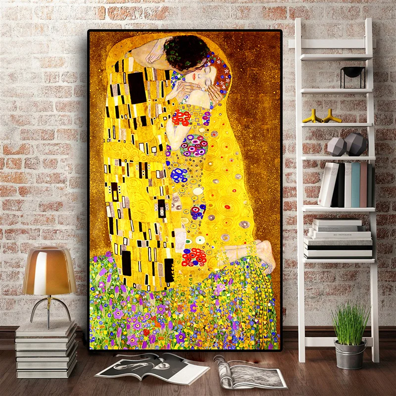 Diamond Painting Classic Artist Gustav Klimt Kiss Abstract Oil Painting On Canvas Print Poster Modern Art Wall Pictures For Livi