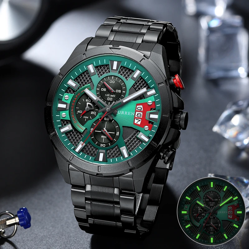 

CURREN Watches Men Casual Quartz Chronograph Watch Top Luxury Brand Mens Fashion Luminous Sport Clock Stainless Steel Wristwatch