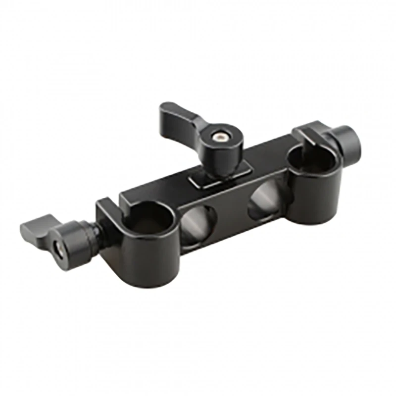 HDRIG-abrazadera de varilla de doble puerto para cámara, Kit de soporte para DSLR, sistema de soporte de riel de 15mm, 4 agujeros, 15mm