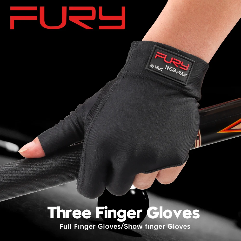 Original FURY Gloves Billiard Gloves Blue/Black Non-slip Lycra Fabric Pool Gloves Snooker Glove Billiard Accessories