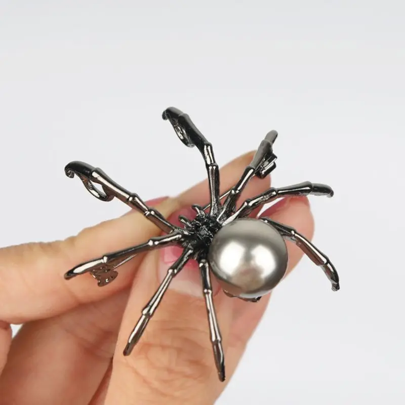 Victorian Mother of Pearl Body and Micro Pave Spider Brooches Pins Women Jewelry