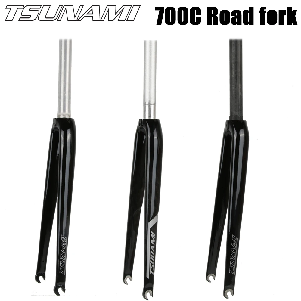 TSUNAMI SNM100 Seaboard CR01 Road Bicycle Front Fork All Aluminum Alloy Semi Carbon Fiber Front Fork 700C Rim Brake Hard Fork