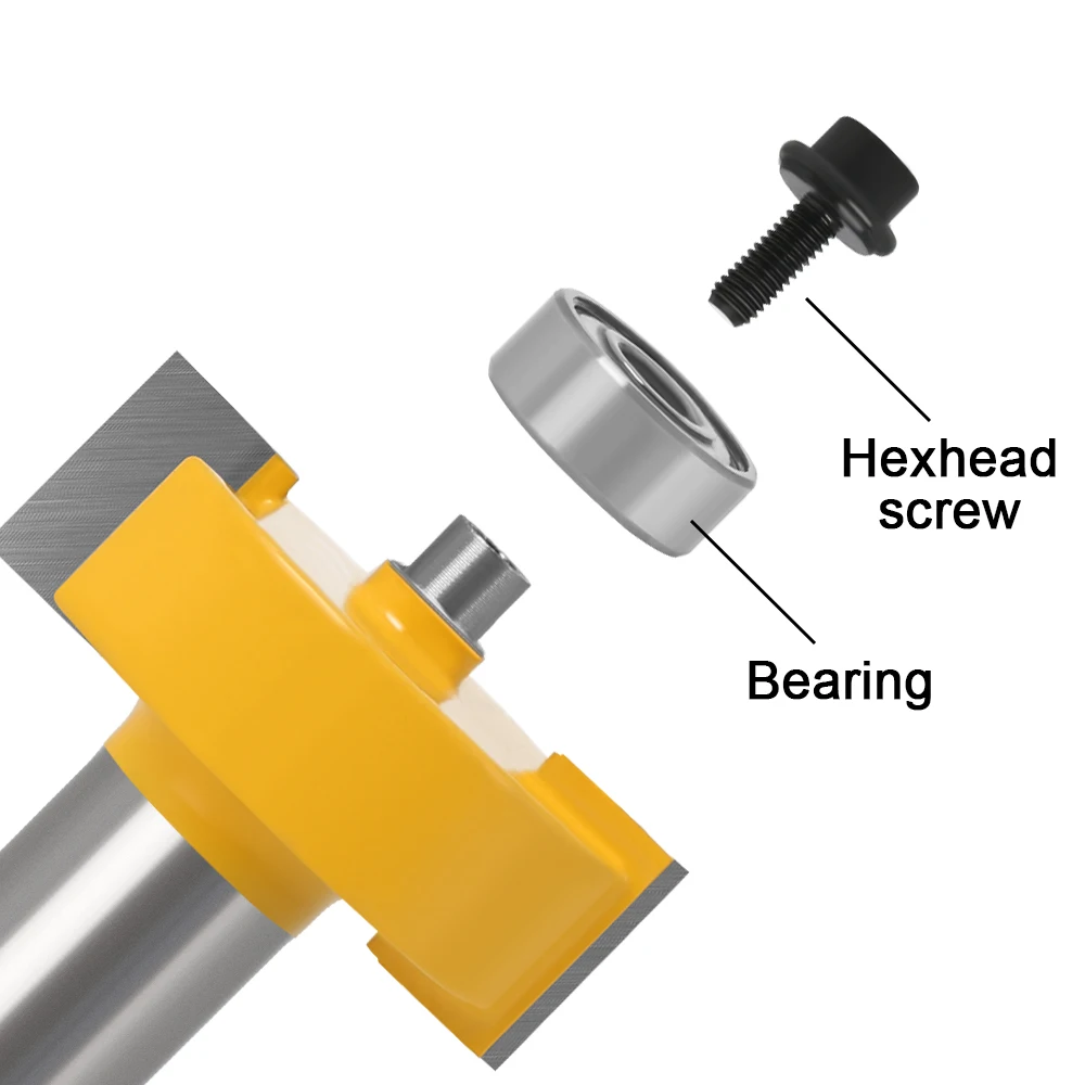 6, 8, 12mm  shankRabbet Router Bit with 6 Bearings Set -1/2\