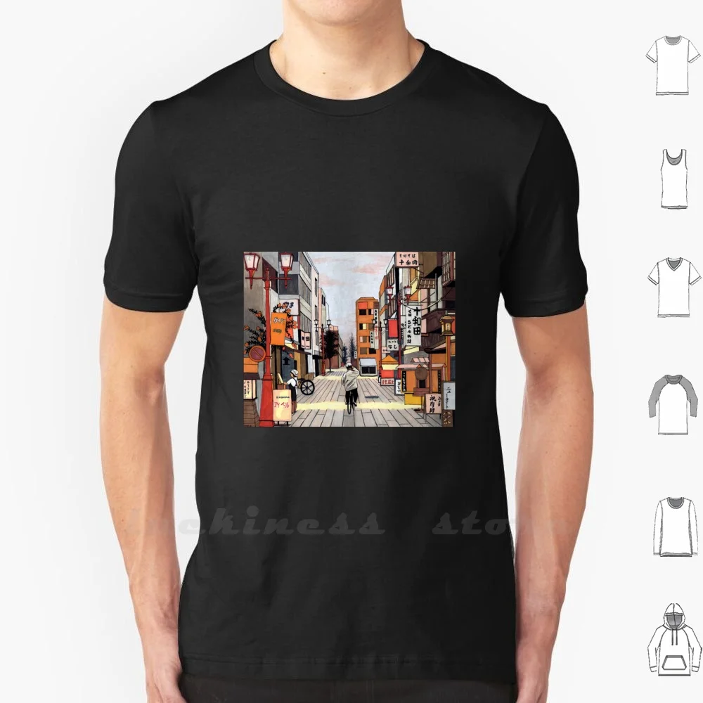 Early Morning Ride T Shirt Cotton Japan Japanese Street City Urban Industrial Street Signs Modern Dawn Early Morning Morning