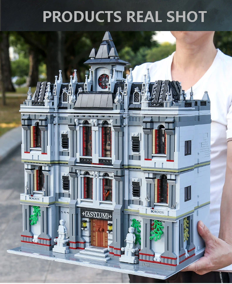 New 18K Arkham Large Asylum Lunatic Hospital Sanctum Sanctorum Building Blocks Bricks City Street Toys for Kids Christmas Gifts