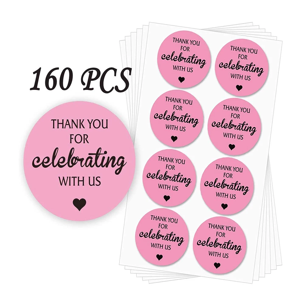 

Thank You for Celebrating with Us Stickers for Baby Bridal Wedding Shower, Anniversary Celebration, Graduation ,Christmas