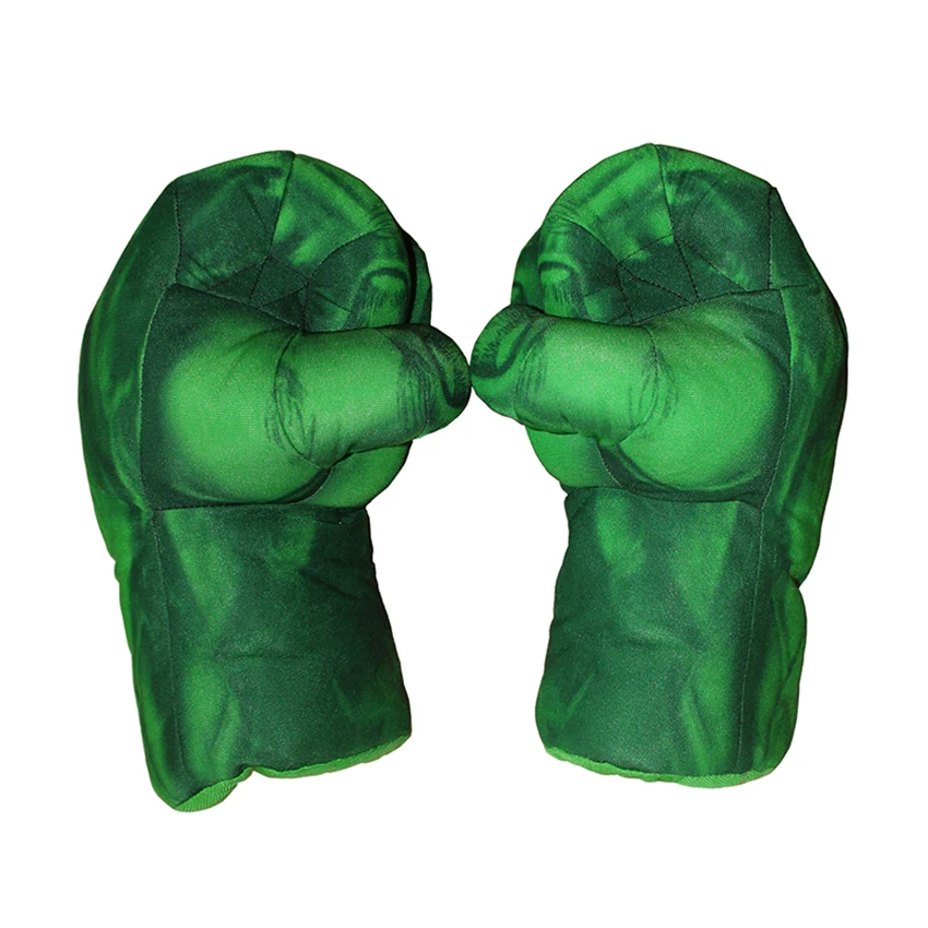 Superhero Hulk Fist Green Gloves Muscle Plush Adults Kid Fight Boxing Gloves Halloween Prop Cosplay Anime Accessory Boy Gift Toy