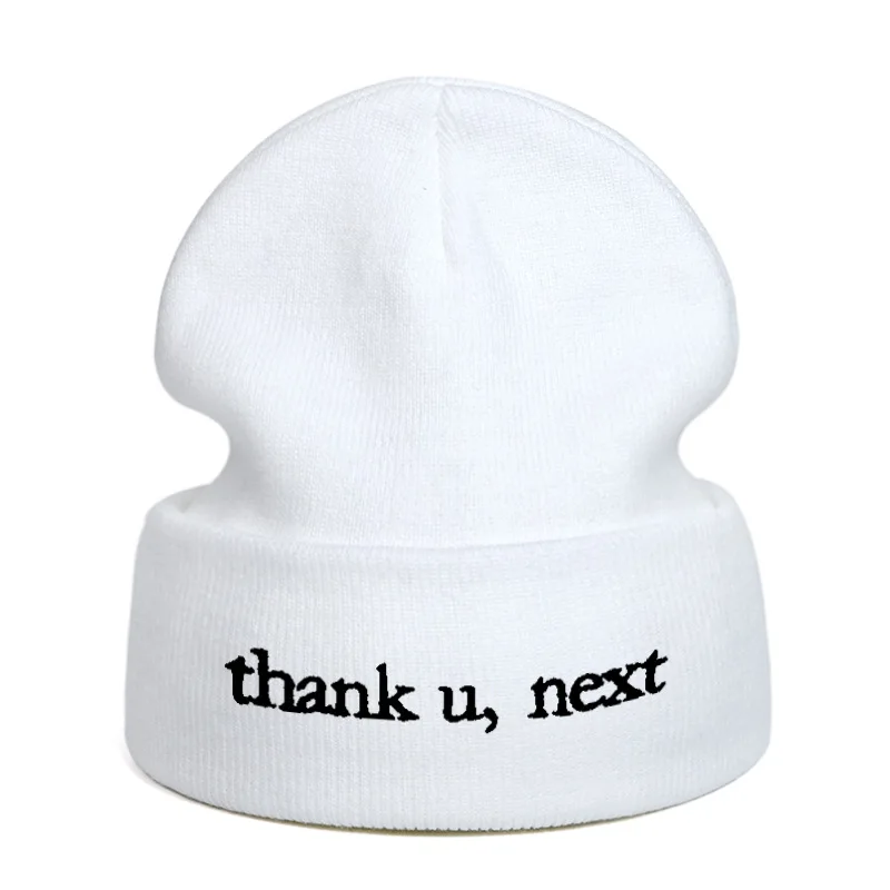 embroidery Thank u,Next hat Ariana Grande knitted beanies cotton flexible black hip hop beanie hats fashion warm winter ski caps