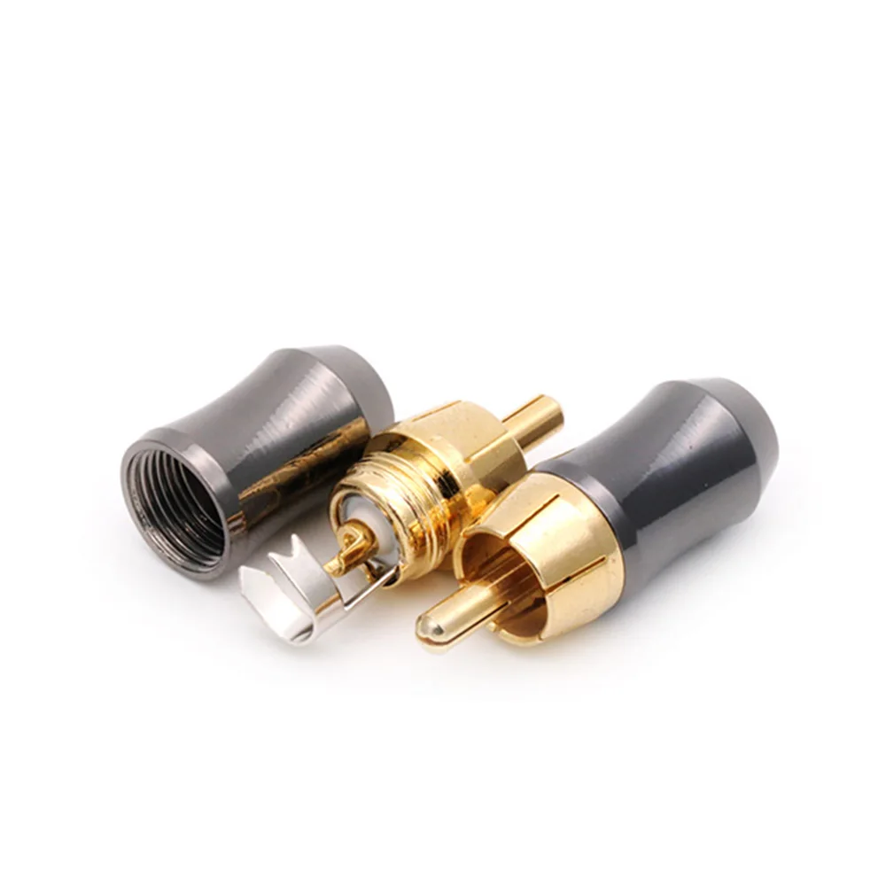 10pcs/lot RCA Male Plug Gold Plated Straight / Right Angle RCA Connector Audio Speaker Cable Plug Adapter Wholesales