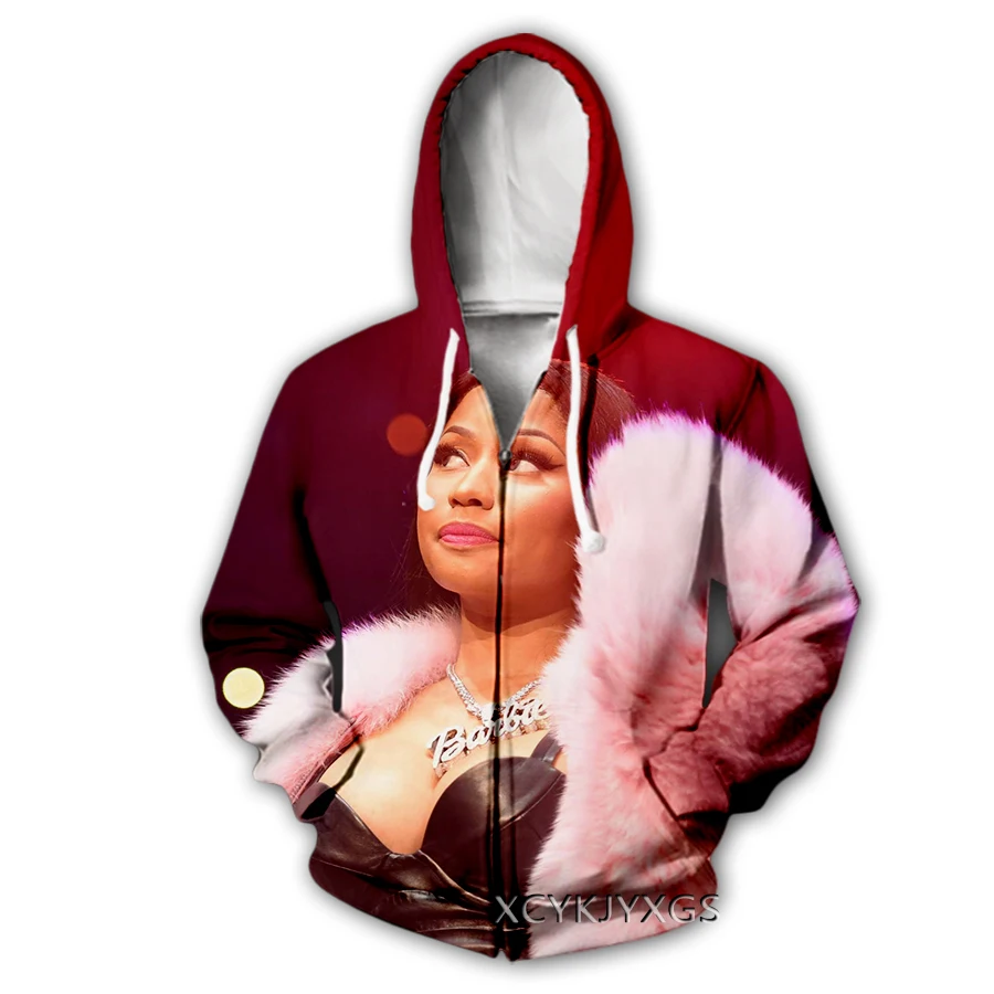 

New Men/Women 3D Printed Nicki Minaj Casual Zipper Hoodies Fashion Streetwear Men Loose Sporting Zip Up Hoodies J03