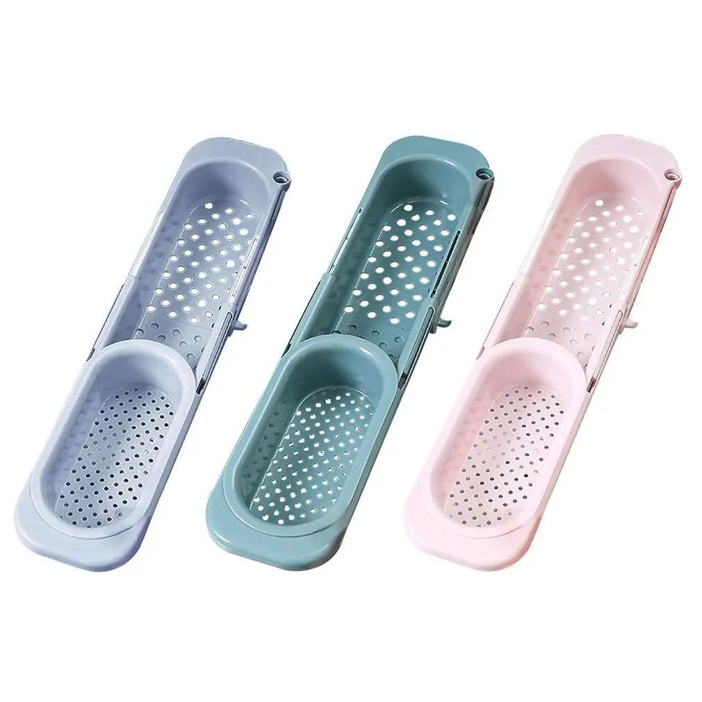Kitchen Sink Rack Organizer Telescopic Drain Rack Dish Washing Filter Drain Storage Basket Adjustable Sponge Soap Hanging Holder
