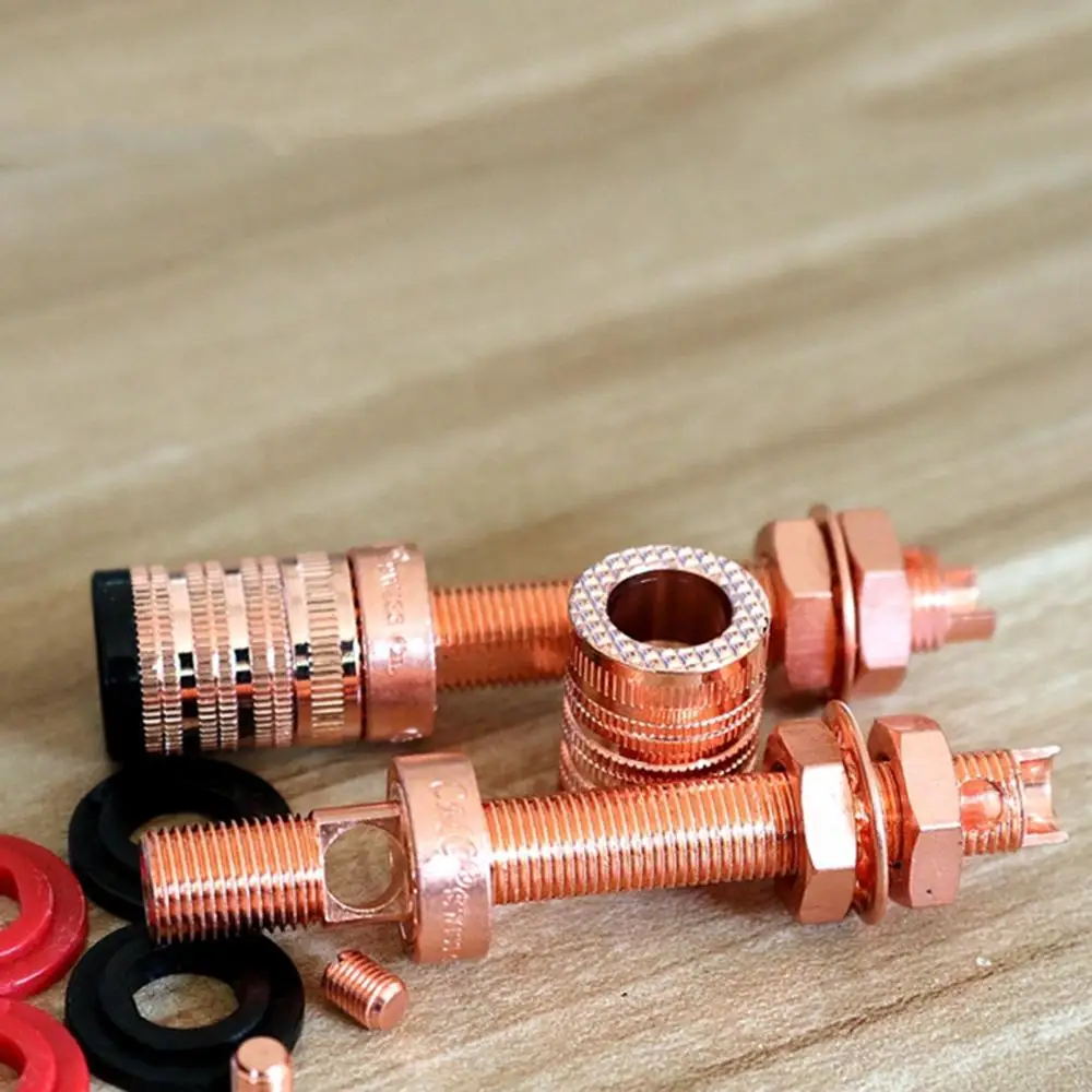 Hifi 4pcs Speaker Binding Post Hifi Audio AMP Female Banana Connector Jack Terminal Rhodium Plated Screw Lock
