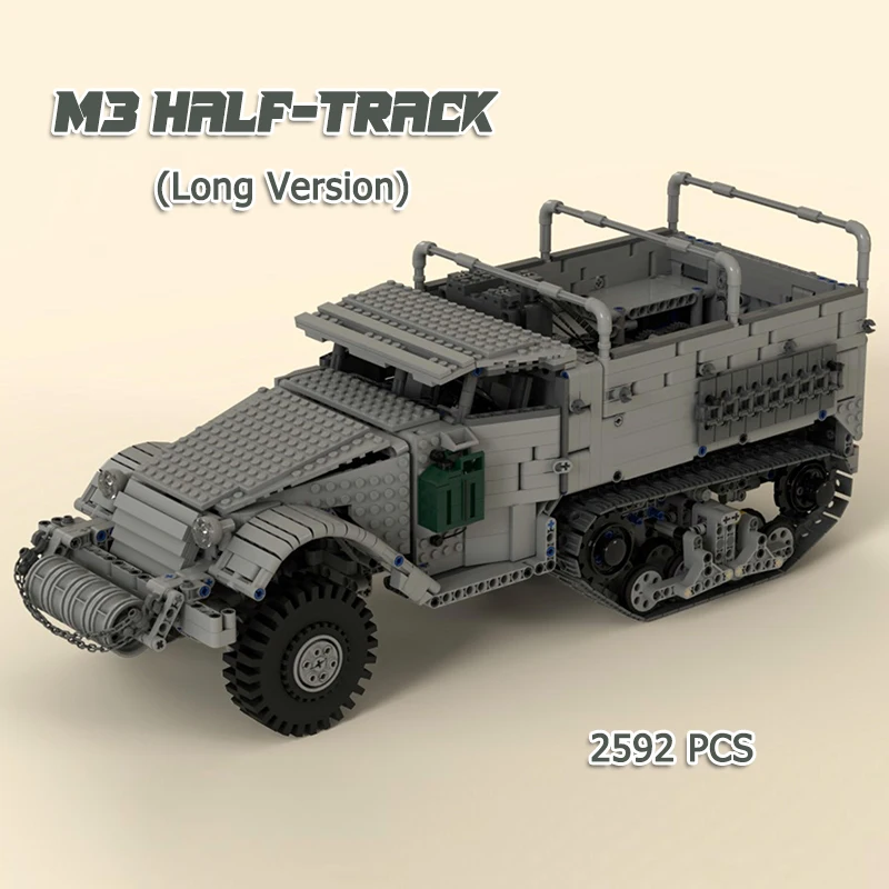 

Moc Building Block M3 Half-Track Technology Bricks DIY Assembling Model Military Vehicles Display Toys Xmas Gifts