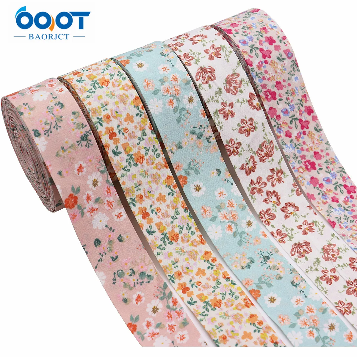 Double-Sided Flower Thicken Cloth Ribbon 5Yards M-21820-1473 38MM DIY Crafts Hairclip Apparel Accessories And Sewing Decorations