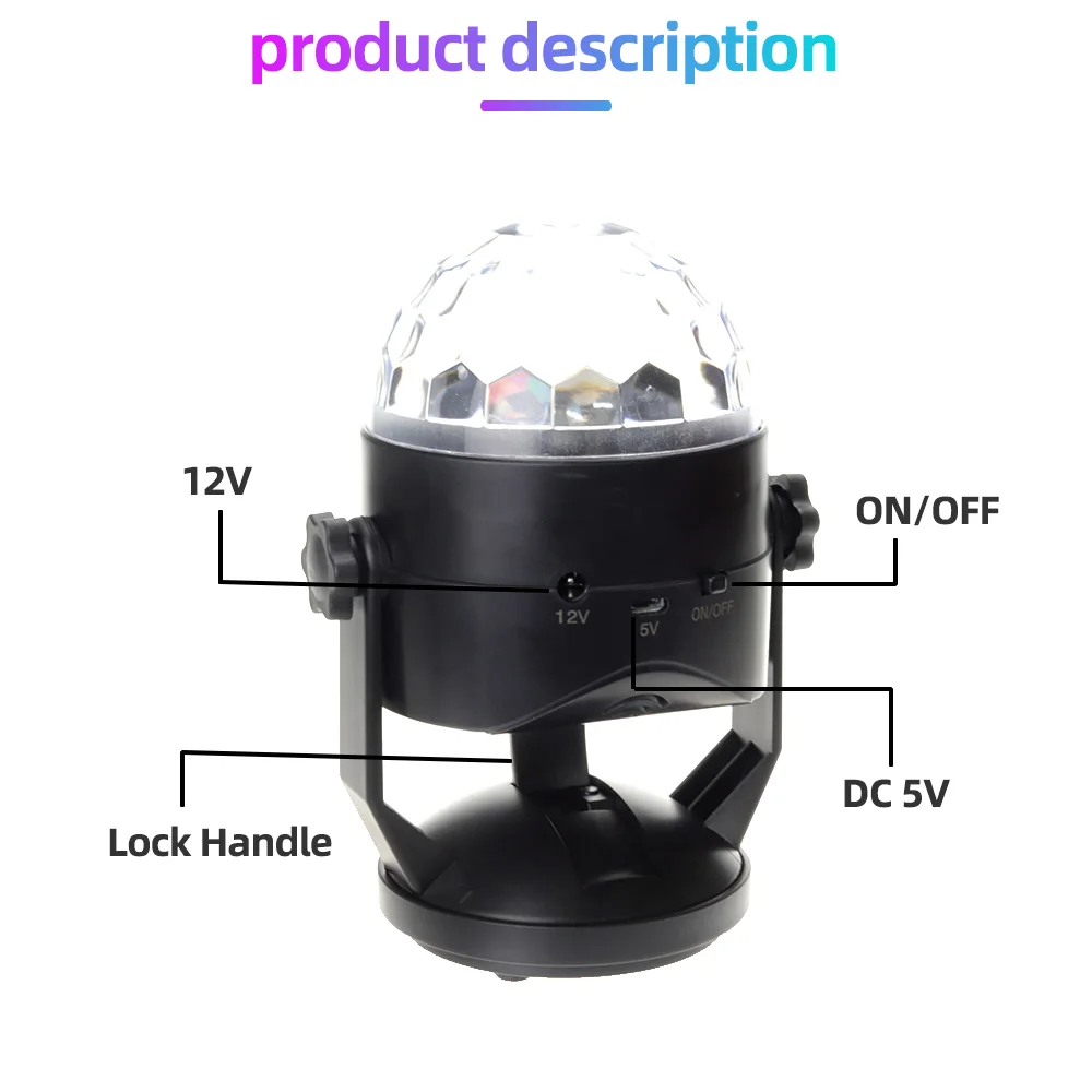 LED Stage Lighting Sound Activated Party Lights RGB Disco DJ Party Light Battery Powered/USB Plug Magic Ball Laser Projector