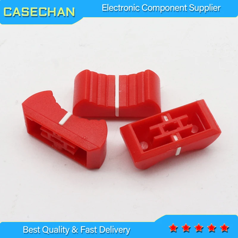 10pcs red mixer fader cap straight slide potentiometer fader button / Playing discs knob cap 4mm hole audio adjustment red cap