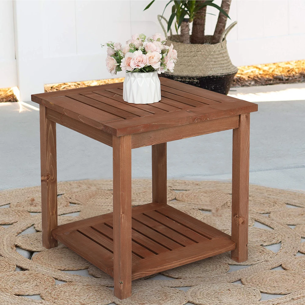 45*45*45cm US WarehouseSquare Wood Side Table Carbonized Color  Side Table End Table