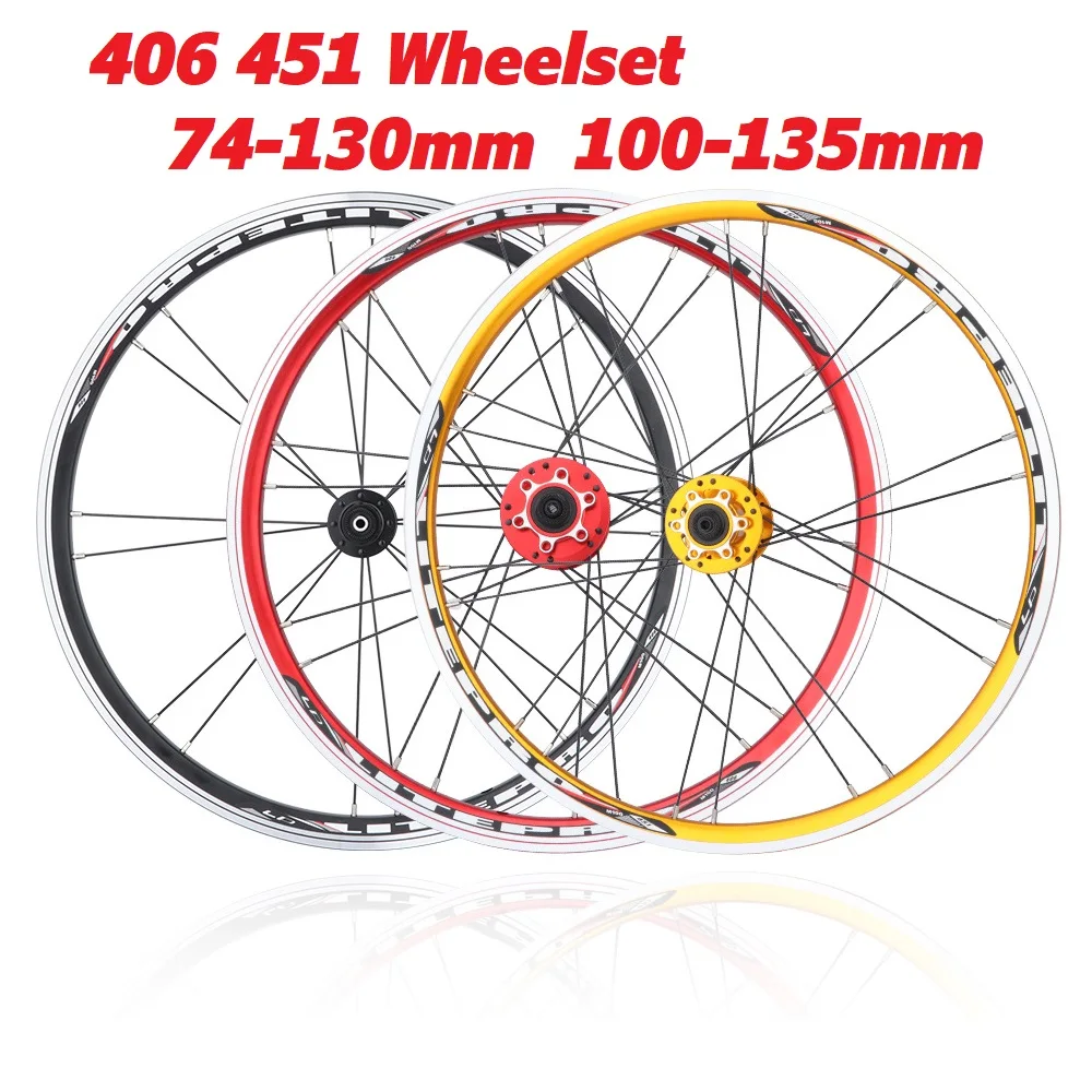 

Litepro 406 451 Folding Bike Wheelset 74mm 130mm 100mm 135mm Front Rear Wheel Set 2- 4 Bearing V Brake Disc Brake Aluminum Rims