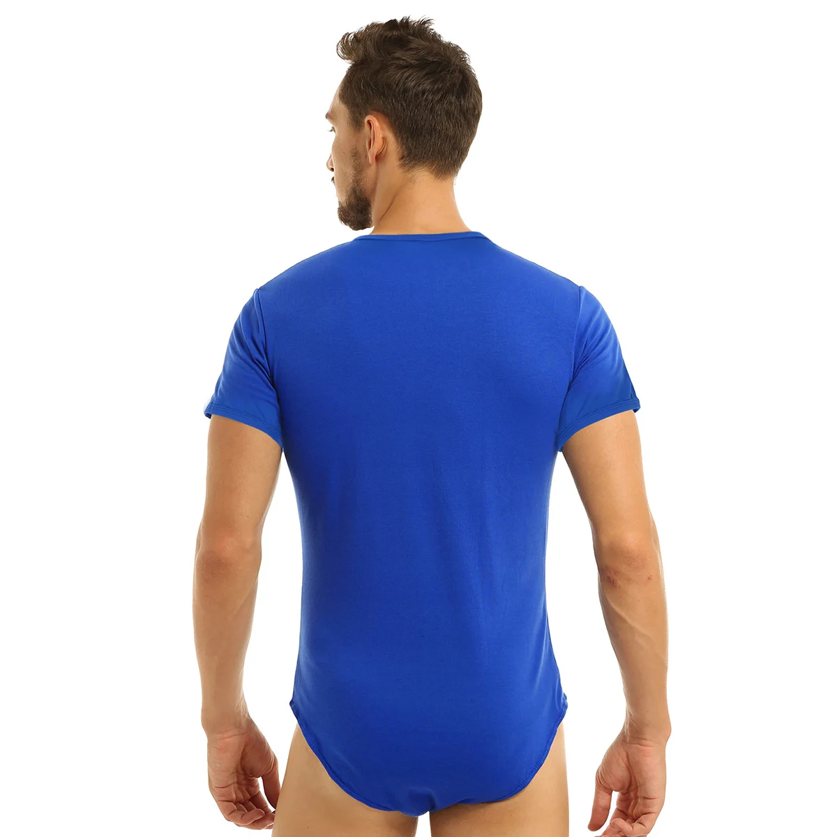 Body liso de manga corta para hombre, ropa interior de dormir, Tanga de corte alto, Pelele de pañal, pijama