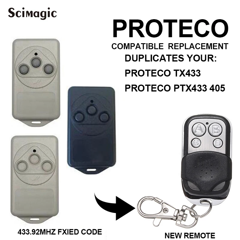 

PROTECO fixed code 433mhz remote transmitter PROTECO TX433 PTX433 405 wireless relay grabber garage control