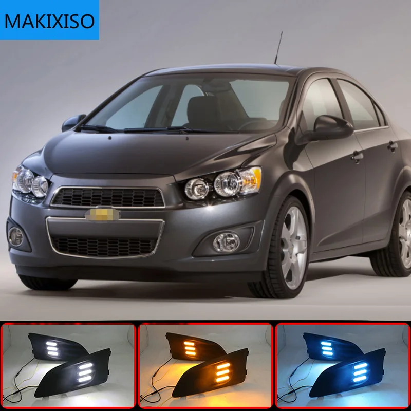 

1 Set Car LED DRL Light Daytime Running Light Daylight With Turn Signal Lamp For Chevrolet Chevy AVEO Sonic 2011 2012 2013