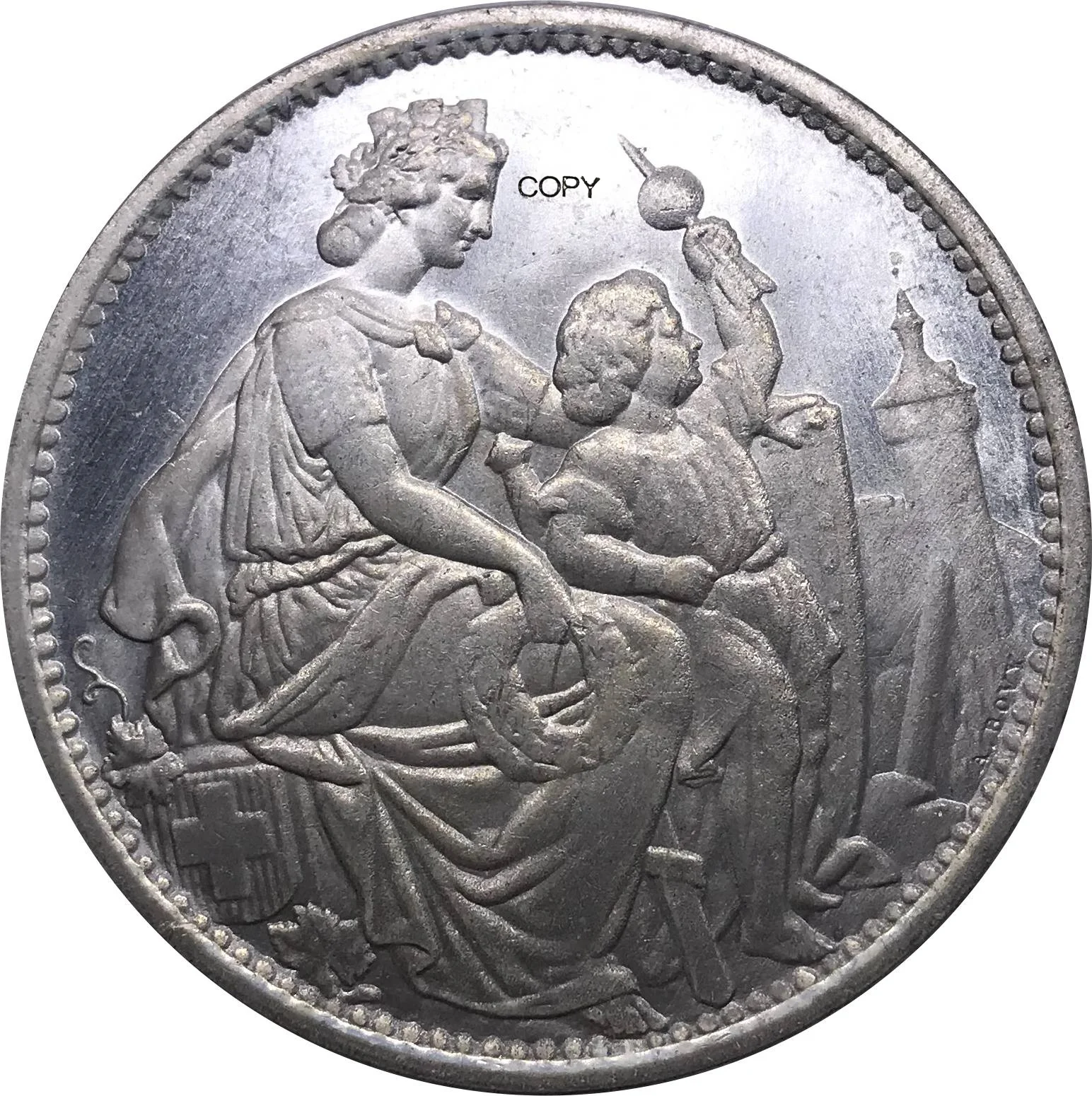 

Switzerland 1865 Swiss 5 Francs Schaffhausen Shooting Festival Cupronickel Silver Plated Old Souvenir Gift Collectible Copy Coin