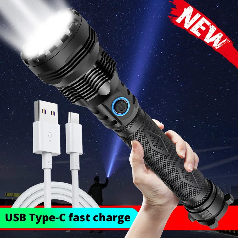 Super Powerful XHP90 LED Flashlights Zoom Torch XHP70 USB Rechargeable Lantern Waterproof Lamp Use 18650/26650 Camping Outerdoor