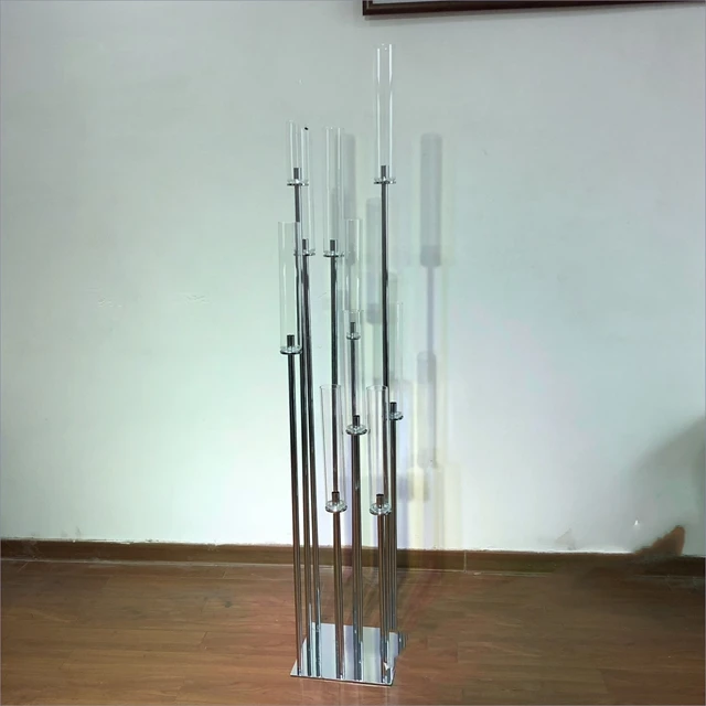 10pcs)8 heads Candle Holders mental candelabra Taper Tall Pillar Wedding Centerpieces Acrylic Candelabra For Wedding Table154