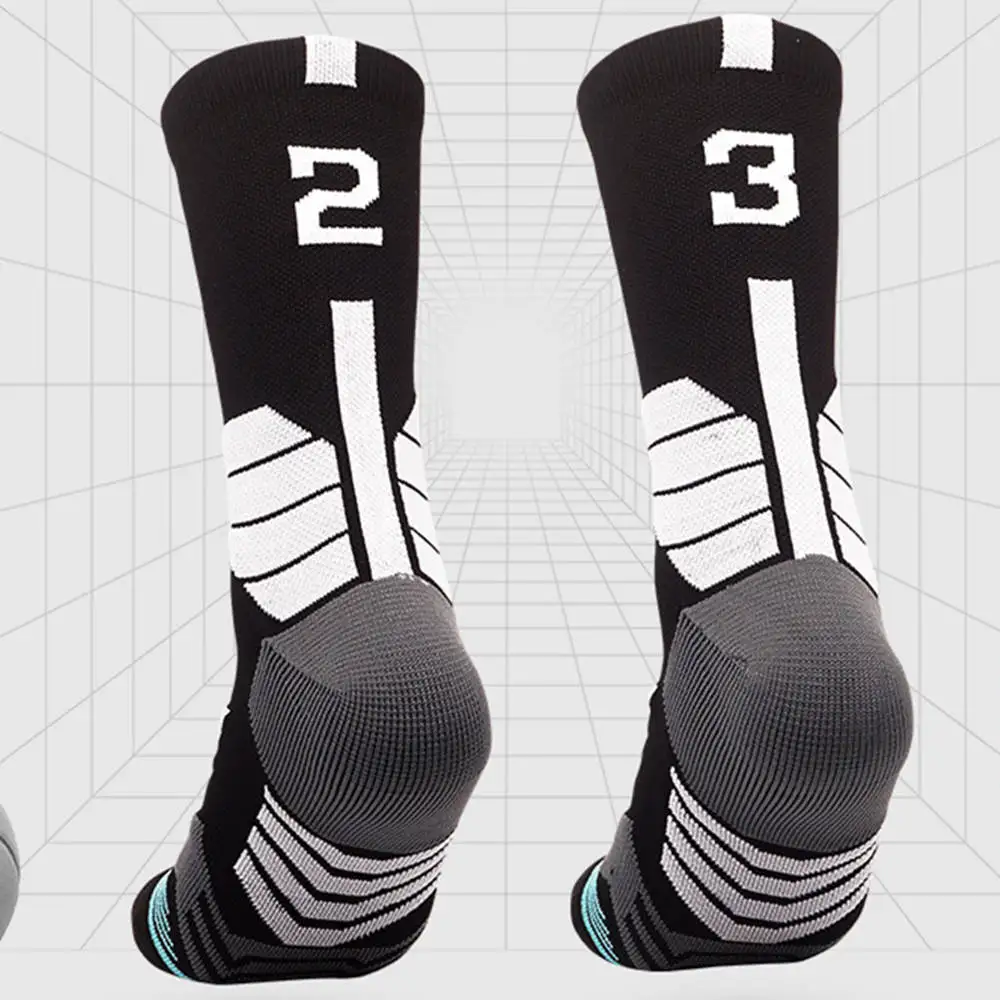 Unisex Custom Lucky Number match yourself Basketball Socks Sports Socks Thickened Towel Bottom Cycling Running Adult Socks