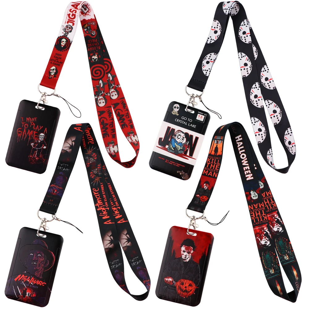 LX927 Horror Movie Killers Phone Keychain Lanyard ID Bank Card Badge Holder Phone Rope Pendants USB Neck Strap Lariat Cool Stuff