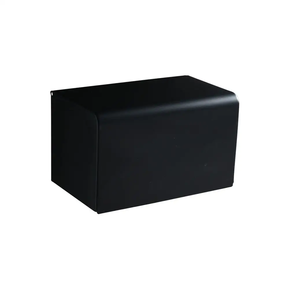 1PC matt black toilet paper holder space aluminum wall mounted bathroom European style storage box for tissue roll paper NEW