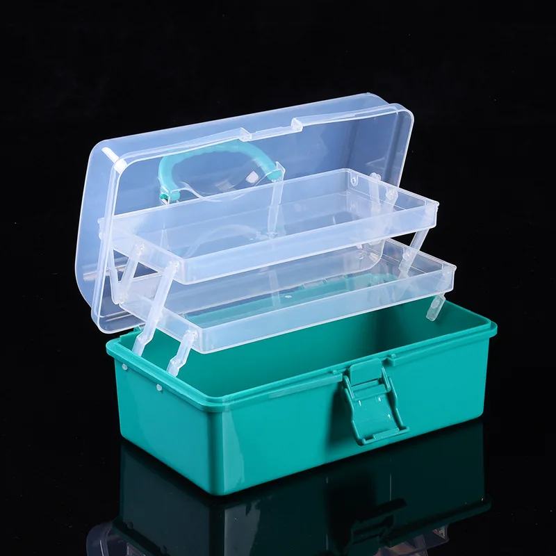 Kotak Alat Lipat Transparan Kotak Kerja Kit Manikur Kabinet Obat Tempat Kerja untuk Perangkat Penyimpanan Casing Bagian Organizer