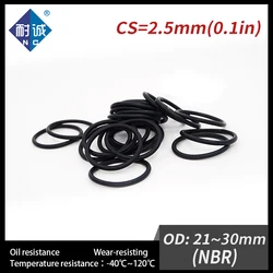 10PCS/Lot Rubber Black NBR Thickness CS2.5 OD21/22/23/24/25/26/27/28/29/30*2.5mm O Ring Gasket Oil Resistant Waterproof.-.