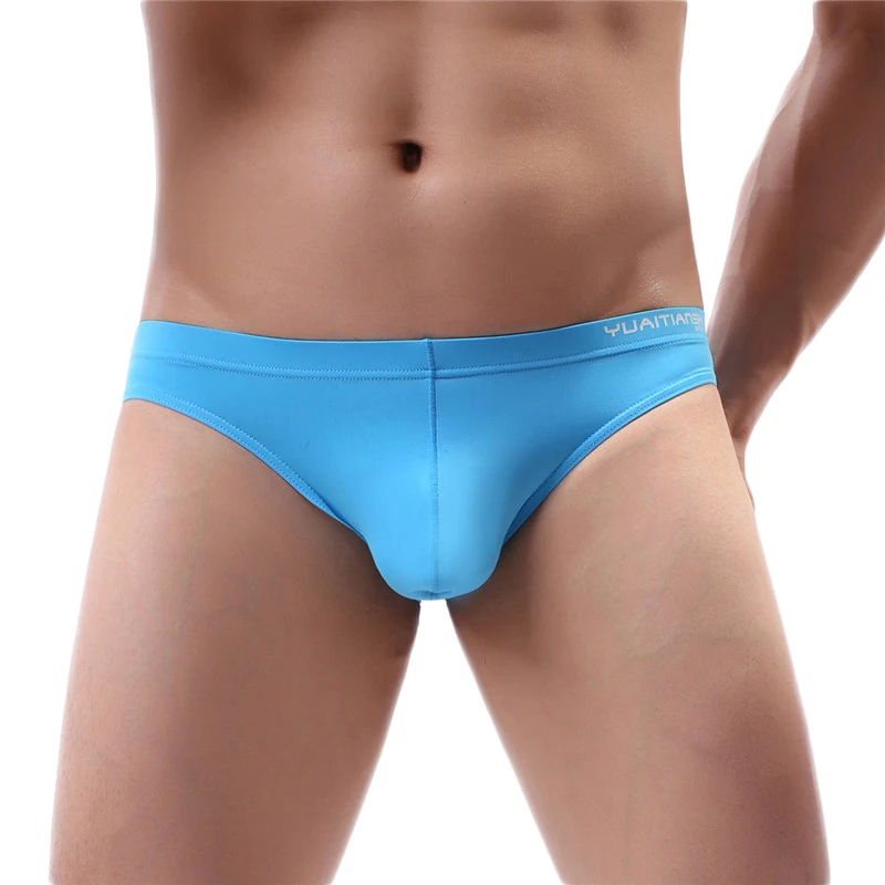 Ice Silk Sexy Underwear Men Briefs Seamless Breathable Thin Underpants Bikini Slip Cueca Homme Male Panties Silky Lingerie Brief