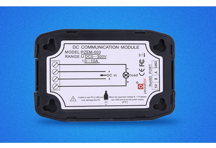 Transmisor de multímetro de CC, RS-485 MODBUS RTU, medidor de corriente de voltaje y energía, Software en inglés