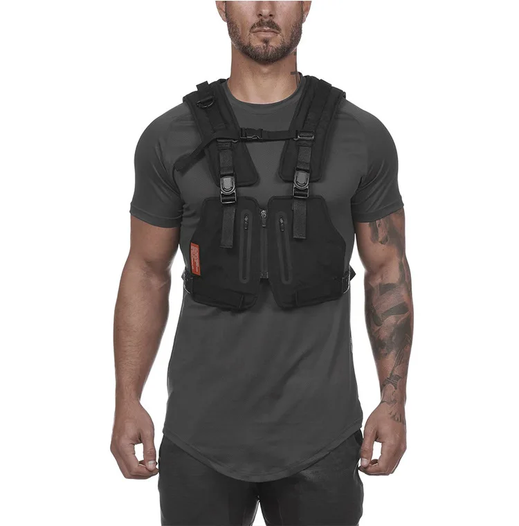 Military Tactical Chest Rig Vest Streetwear Hip Hop Running Cycling Vest Men Harness Outdoor Sports Fitness Waist Pack Chest Bag